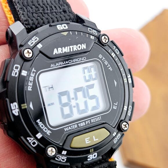 Armitron Digital Sports Watch Black Chronograph Alarm Timer Adjustable Straps - Picture 3 of 6